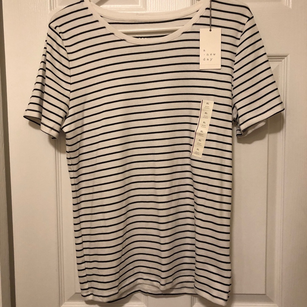 NWT Black & White Striped Tee